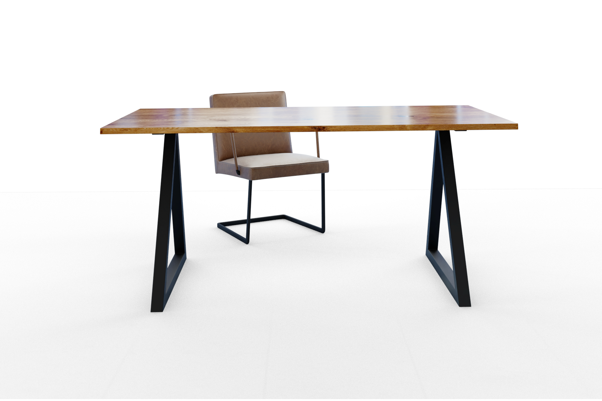 moderner Schreibtisch mit dreieckigem Stahlrahmen
